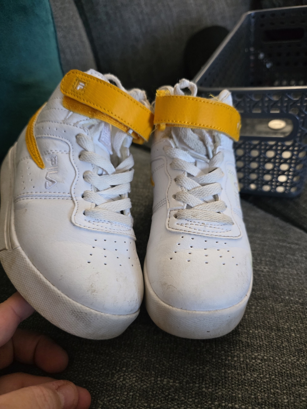 FILA Kids' White Sneakers with Yellow Strap